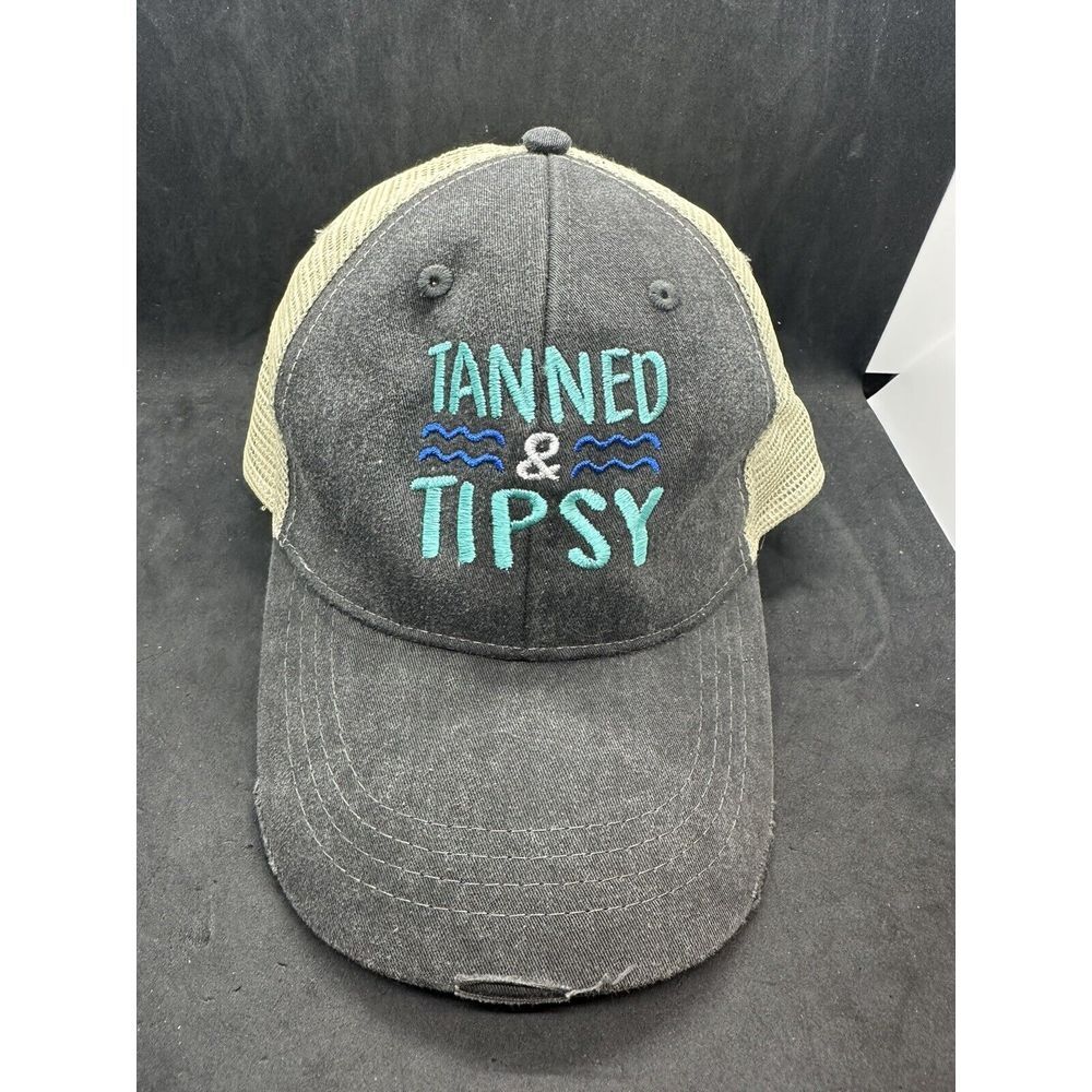 Adams Upscale Headwear Tanned And Tipsy Trucker Hat Cap Embroidered NWT